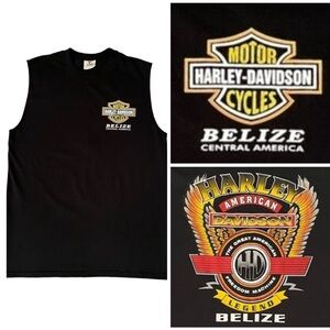 YAZBEK Harley Davidson Sleeveless T-Shirt Tank Size Large Black Belize